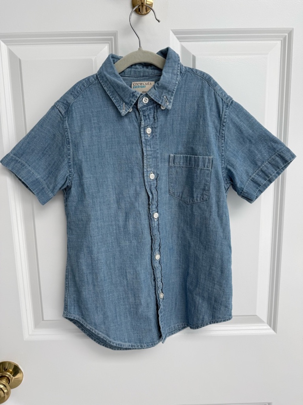 Crewcuts Light Blue Short-Sleeve Button-Down Chambray Shirt